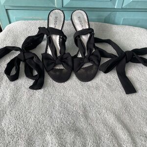 BCBGirls Black Ribbon Tie Heels